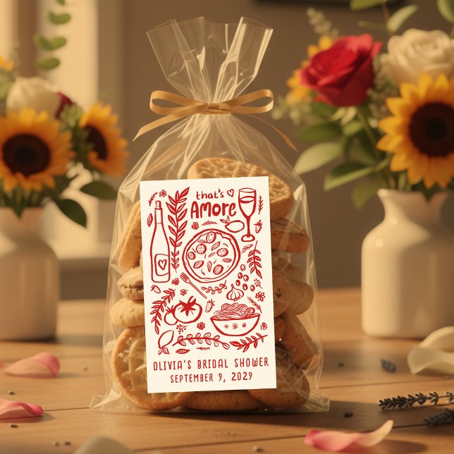 Pegatina Rectangular Esa es la comida italiana de That's Amore PERSONAL (That's Amore Italian Food CUSTOM Bridal Shower Rectangular Sticker
)