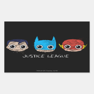 Pegatina Rectangular Esbozo de la Liga de la Justicia Mini