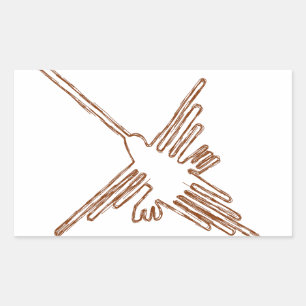 Pegatina Rectangular Esbozo del colibrí de líneas de Nasca