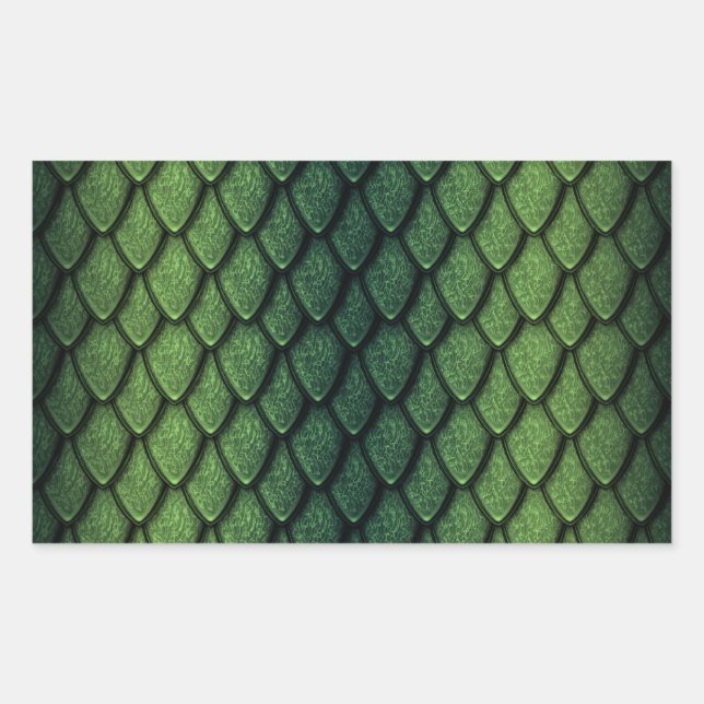 Pegatina Rectangular Escala de dragones verdes (Anverso)