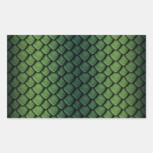 Pegatina Rectangular Escala de dragones verdes