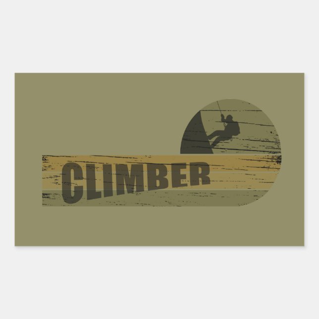 Pegatina Rectangular Escalador vintage de roca (Anverso)