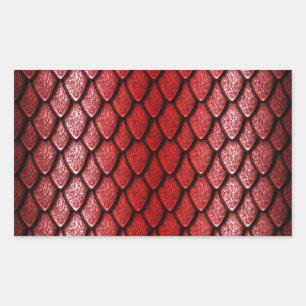Pegatina Rectangular Escalas de dragones rojos