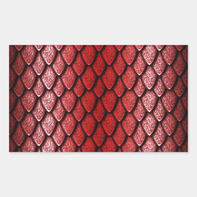 Pegatina Rectangular Escalas de dragones rojos (Anverso)