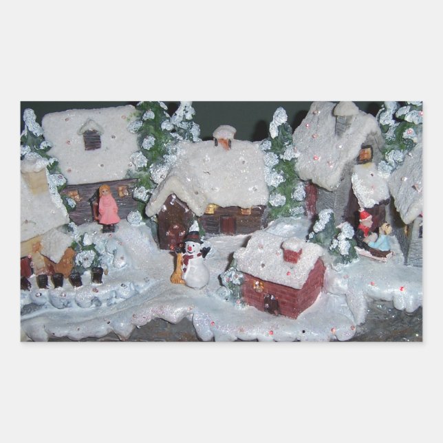 Pegatina Rectangular Escena de invierno de vacaciones en Suecia (Anverso)