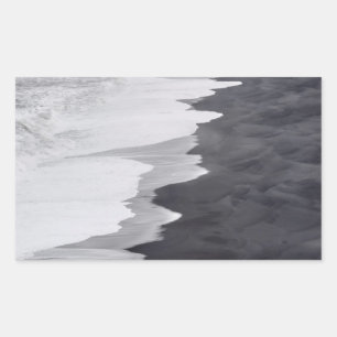 Pegatina Rectangular Escena de playa en blanco y negro