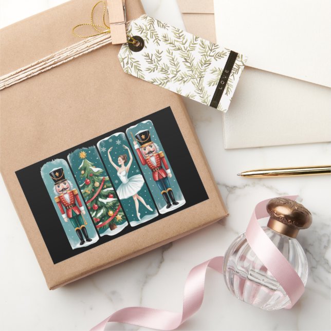 Pegatina Rectangular Escena festiva del ballet de Navidad Cascanueces (Regalar)