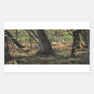 Pegatina Rectangular Escena forestal de otoño