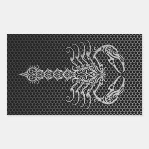 Pegatina Rectangular Escorpión de malla de acero