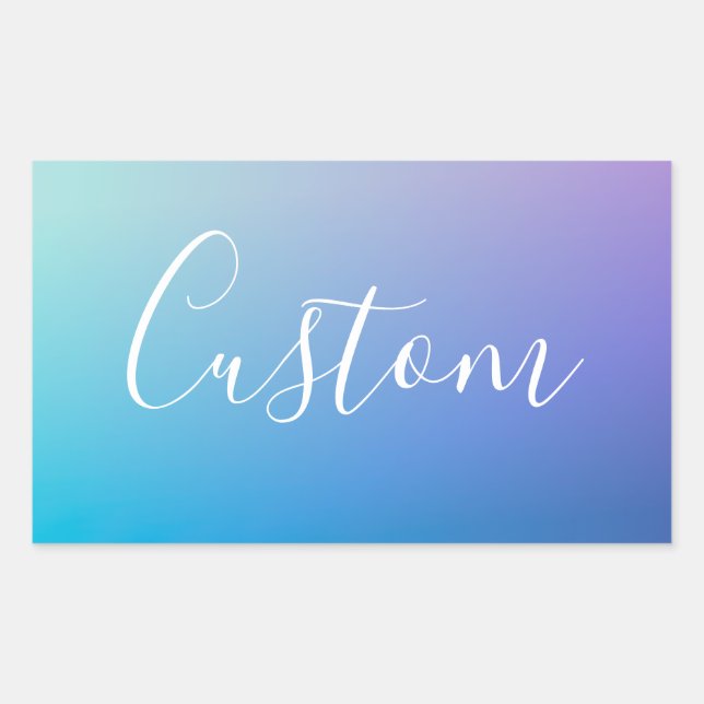 Pegatina Rectangular Escritura de guión editable moderna | Ombre colori (Anverso)