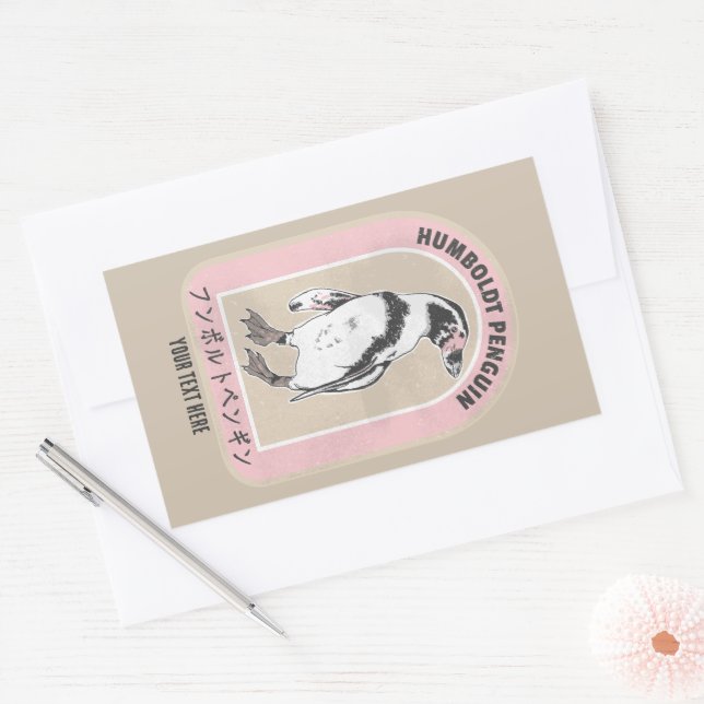 Pegatina Rectangular Escritura de pingüino humbolt en japonés (Sobre)