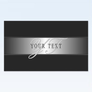 Pegatina Rectangular Escritura elegante editable de monograma en guión 