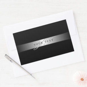 Pegatina Rectangular Escritura Elegante Editable En Monograma   Negra