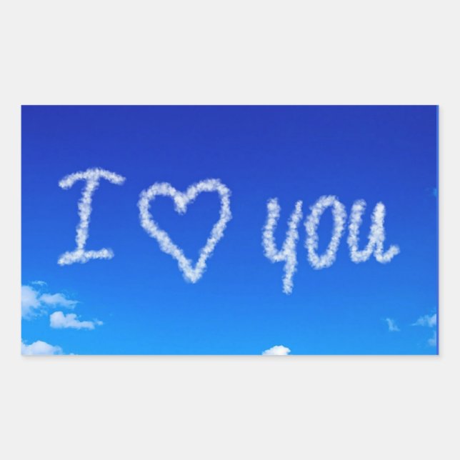 Pegatina Rectangular escritura en el cielo "Te Amo" (Anverso)