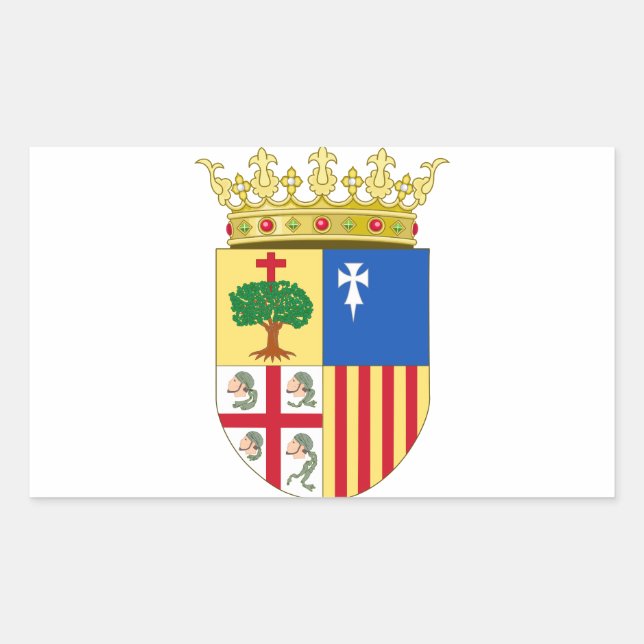 Pegatina Rectangular Escudo de armas de Aragón (España) (Anverso)