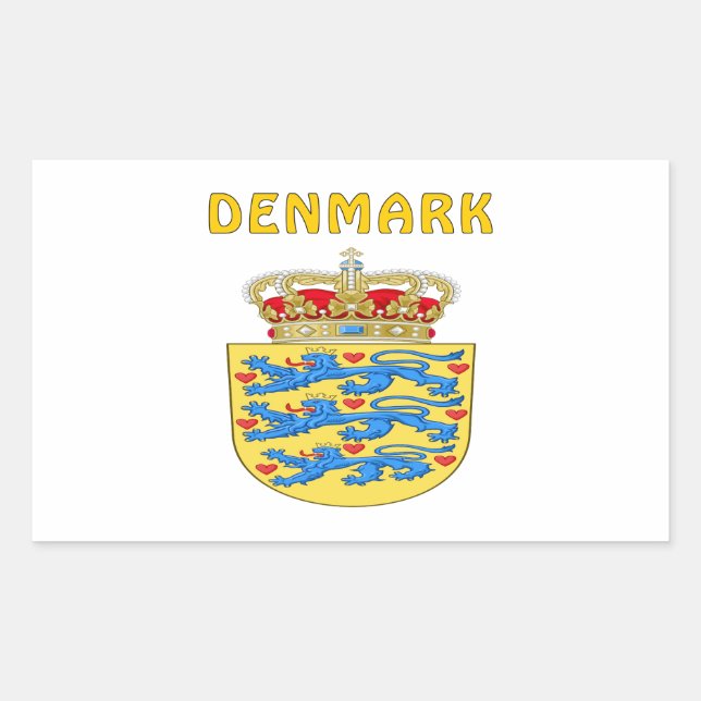 Pegatina Rectangular Escudo De Armas De DINAMARCA (Anverso)