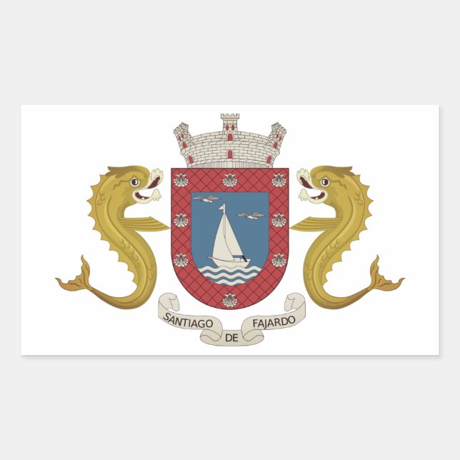 Pegatina Rectangular Escudo de Fajardo - PUERTO RICO (Anverso)