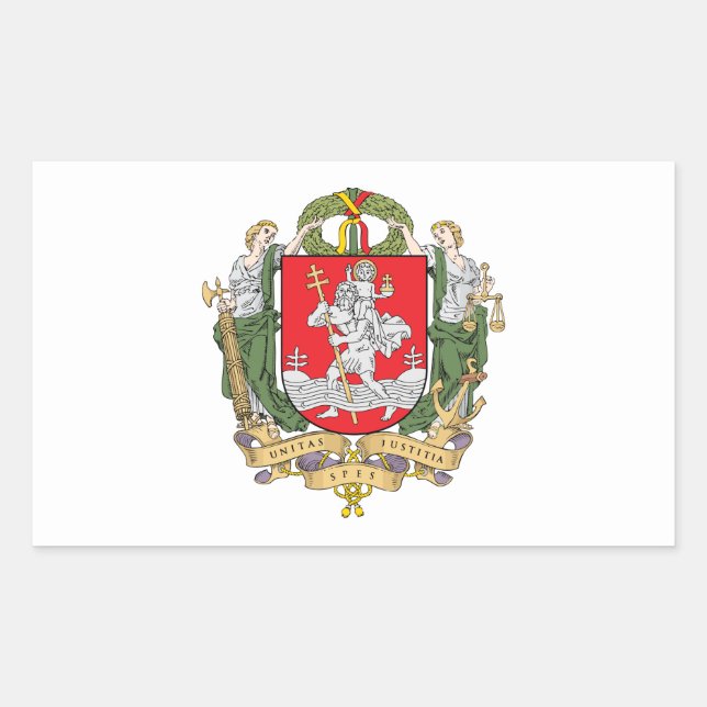 Pegatina Rectangular Escudo de Vilna, Lituania Rectangular Sti (Anverso)