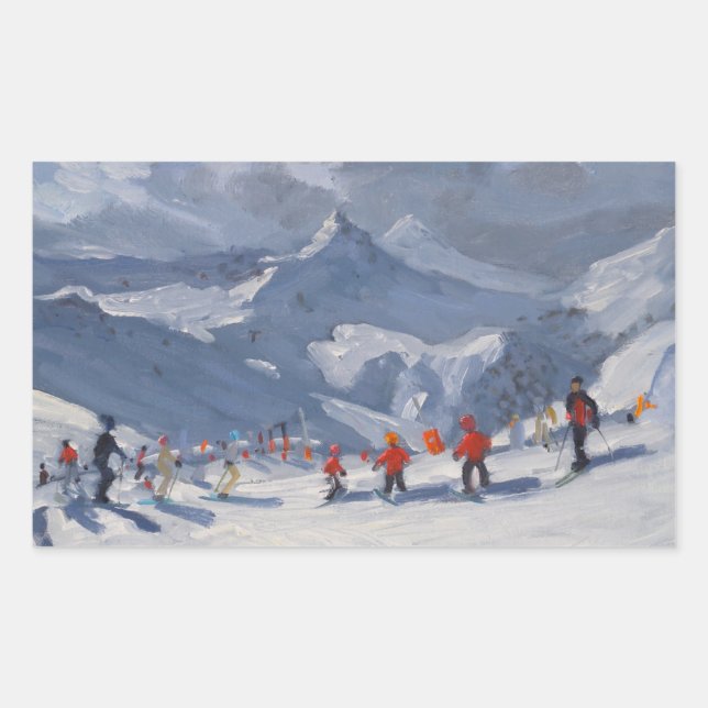 Pegatina Rectangular Escuela de esquí Tignes 2009 (Anverso)