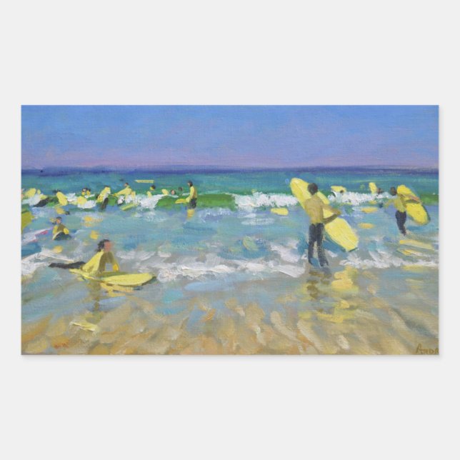 Pegatina Rectangular Escuela de Surf en St. Ives (Anverso)