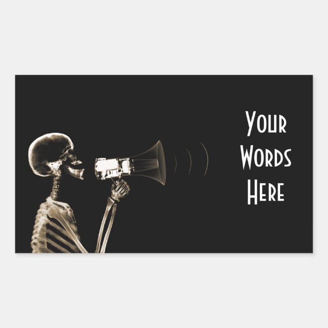 PEGATINA RECTANGULAR ESKELETON DE VISIÓN DE RAYOS X SOBRE MEGAPHONE - S (Anverso)