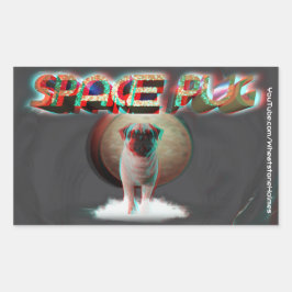 Pegatina Rectangular Espacio Pug 3D