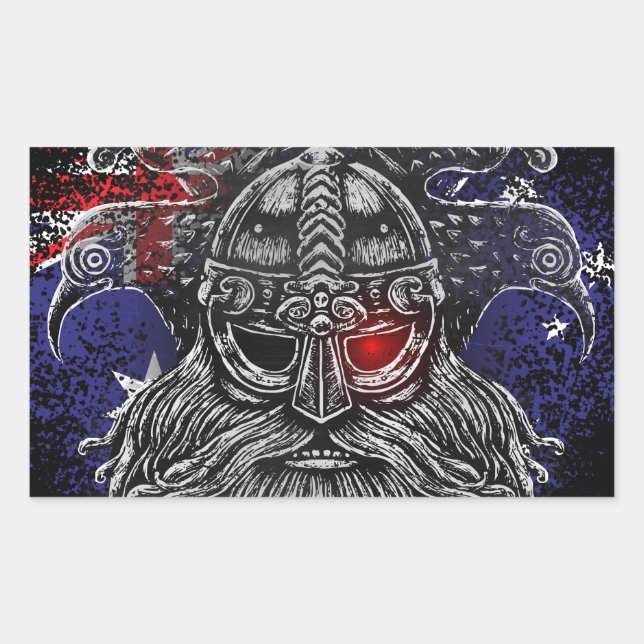 Pegatina Rectangular Espadas de Odin ravens Bandera de Viking Mythology (Anverso)