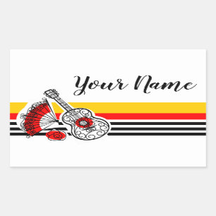 Pegatina Rectangular Español Souvenirs Clásico Stripe Name rectángulo