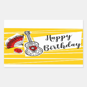 Pegatina Rectangular Español Souvenirs Happy Birthday rectángulo