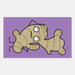 Pegatina Rectangular Especia asiática sana de la raíz del jengibre