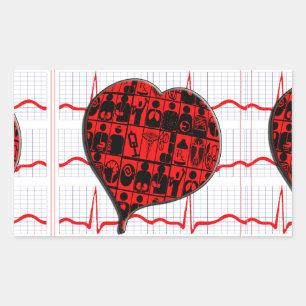 PEGATINA RECTANGULAR ESPECIALIDADES MÉDICAS DE LA CCU HEART EKG