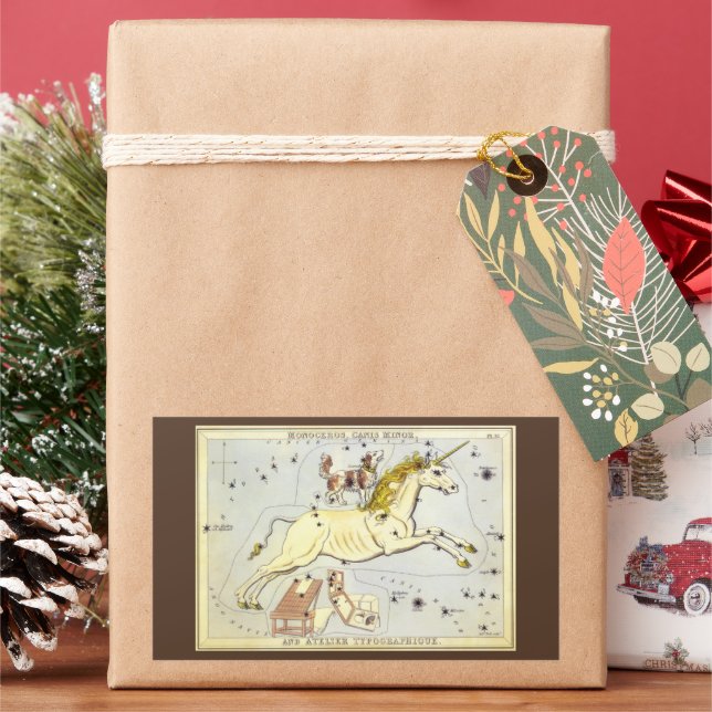 Pegatina Rectangular Espejo de Urania, Mapa Celeste Antiguo de Astronom (Vacaciones)