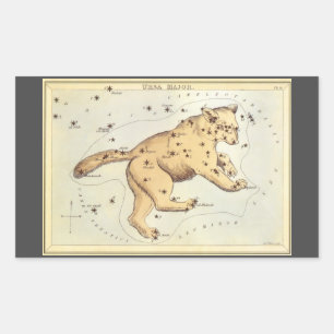Pegatina Rectangular Espejo de Urania, mapa celeste de astronomía vinta