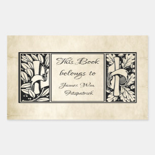 Pegatina Rectangular Espejo trasero de pergamino brillante