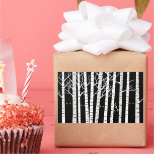 Pegatina Rectangular Espeluznantes ojos amarillos de Halloween en el bo