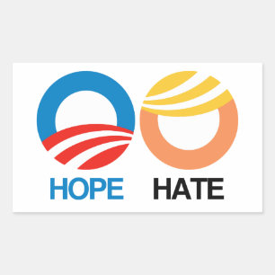 Pegatina Rectangular ESPERANZA (Obama) ODIO (Trump)