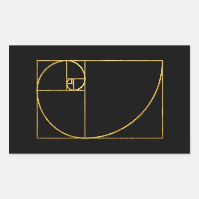 Pegatina Rectangular Espiral de Fibonacci Sagrada (Anverso)