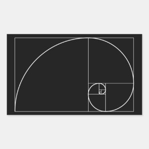 Pegatina Rectangular Espiral dorada blanca