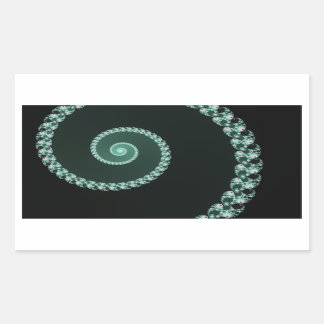 Pegatina Rectangular Espiral fractal verde y gris