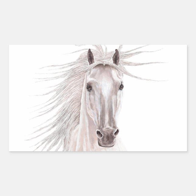 Pegatina Rectangular Espíritu del caballo de viento -vintage- (Anverso)