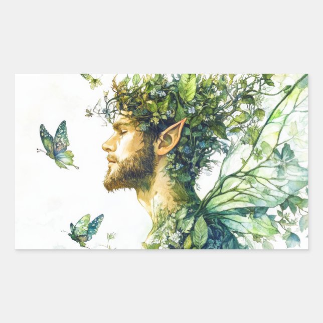 Pegatina Rectangular Espíritu forestal (Anverso)
