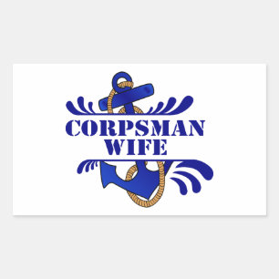 Pegatina Rectangular ¡Esposa Corpsman, Anchors Away!