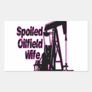 Pegatina Rectangular Esposa rosada estropeada de Oilfield