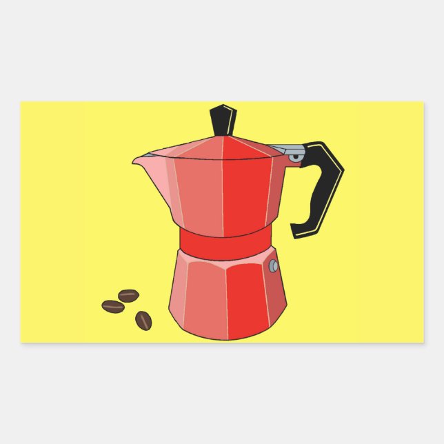 Pegatina Rectangular Espresso rojo arcoiris (Anverso)