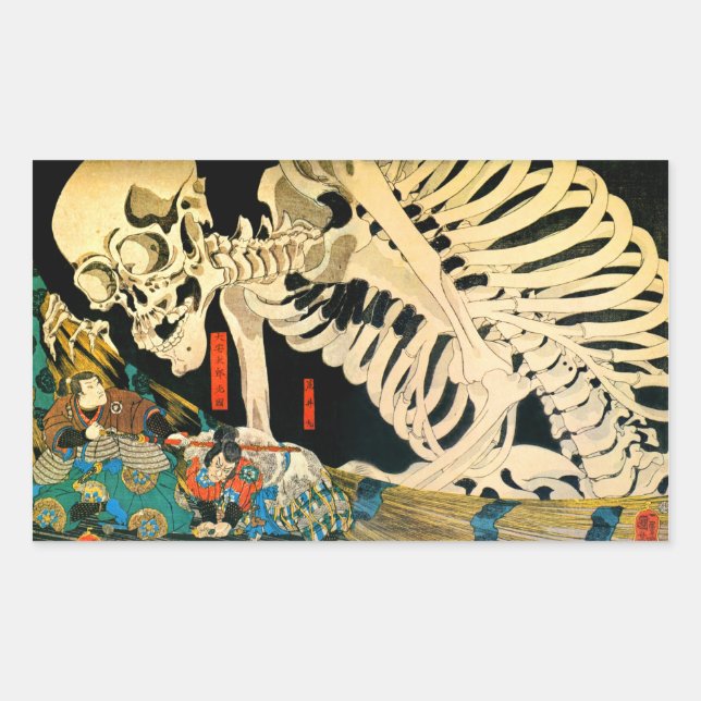 Pegatina Rectangular Esqueleto citado por Witch Kuniyoshi Bella Artes (Anverso)
