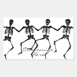 Pegatina Rectangular Esqueletos bailarines Halloween Thunder_Cove