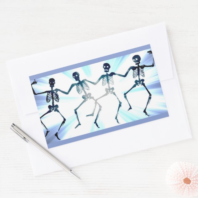 Pegatina Rectangular Esqueletos danzantes (Sobre)