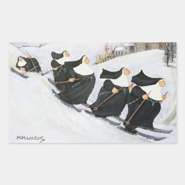 Pegatina Rectangular Esquí (Anverso)