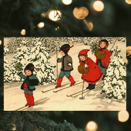 Pegatina Rectangular Esquí de invierno