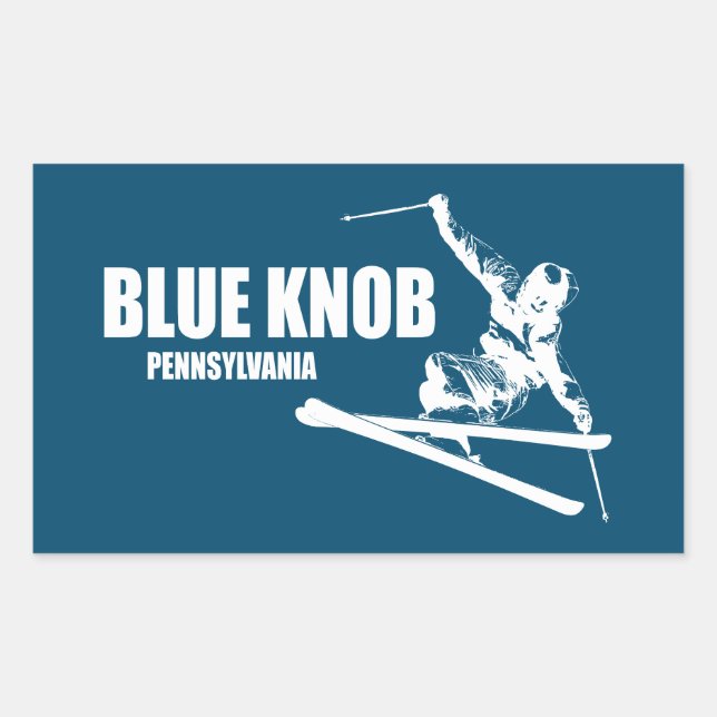 Pegatina Rectangular Esquiador de Blue Knob Pennsylvania (Anverso)